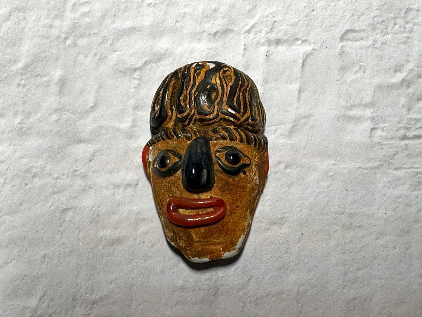 Rare Phoenician Mosaic Glass Pendant - Antique Face Jewelry(P1066)