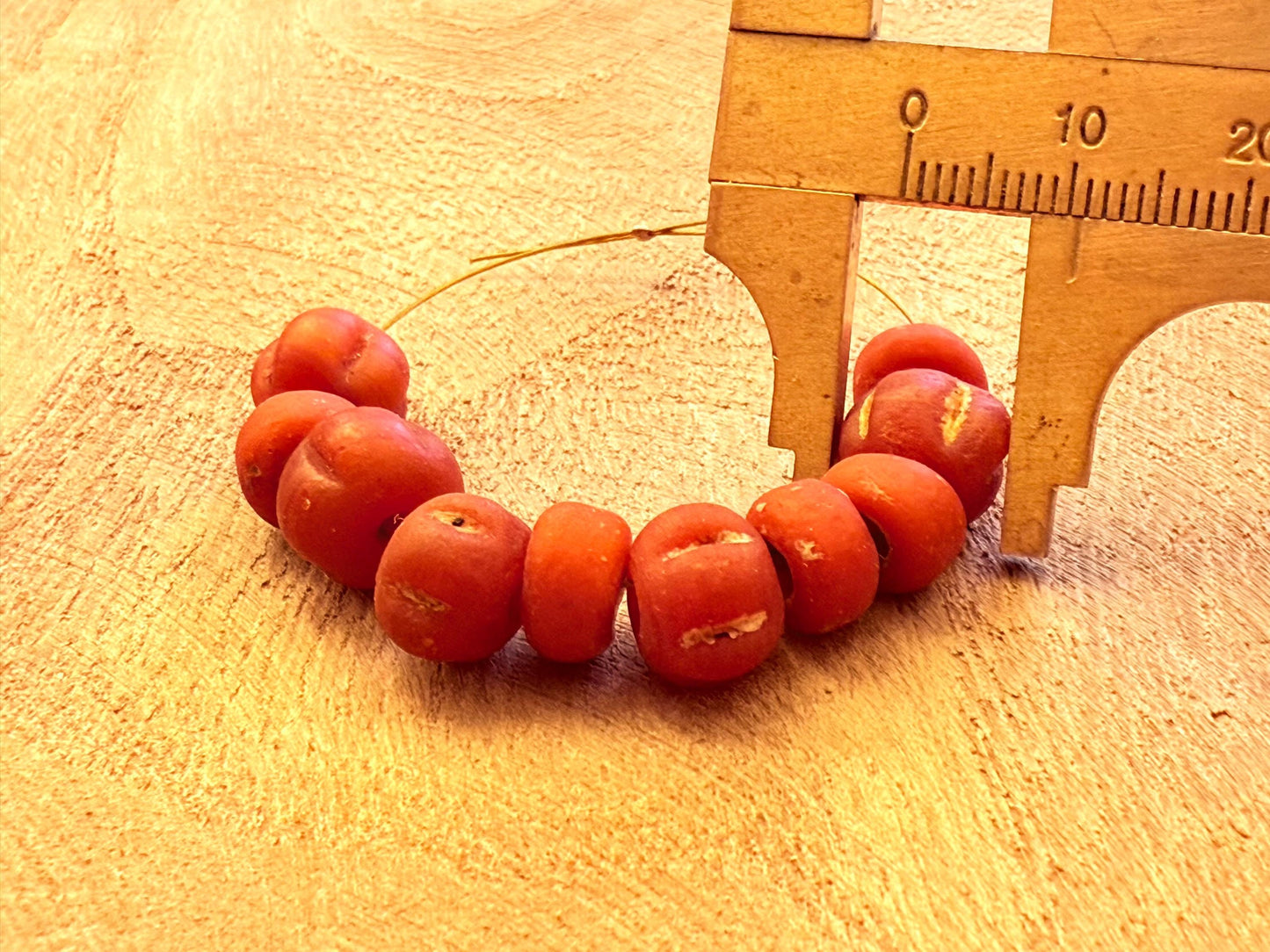 Nepal Tibetan Style Antique Red Glass Melon Beads, Vintage DIY Jewelry Supplies