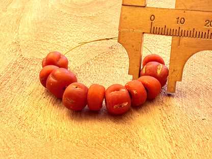 Nepal Tibetan Style Antique Red Glass Melon Beads, Vintage DIY Jewelry Supplies