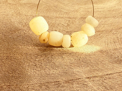 Nepal Tibetan Style Antique White Glass Beads, Vintage DIY Jewelry Supplies