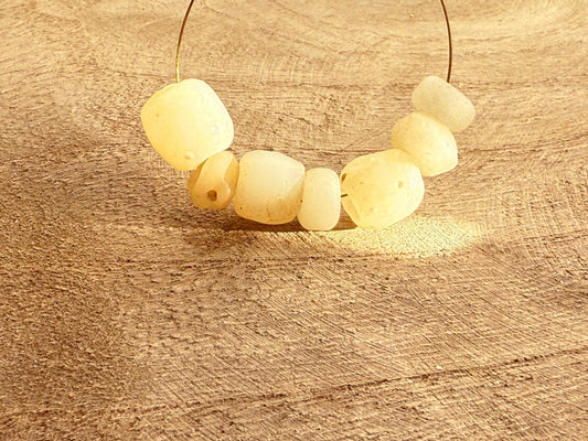 Nepal Tibetan Style Antique White Glass Beads, Vintage DIY Jewelry Supplies