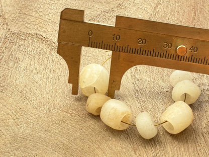 Nepal Tibetan Style Antique White Glass Beads, Vintage DIY Jewelry Supplies