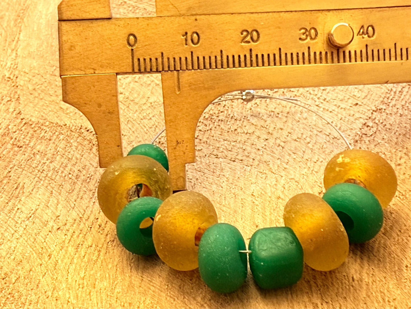 Vintage Nepal Glass Beads: Yellow & Green Rustic Jewelry Supplies