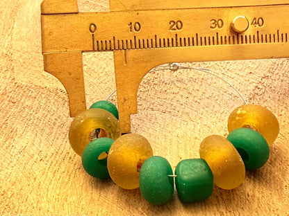 Vintage Nepal Glass Beads: Yellow & Green Rustic Jewelry Supplies