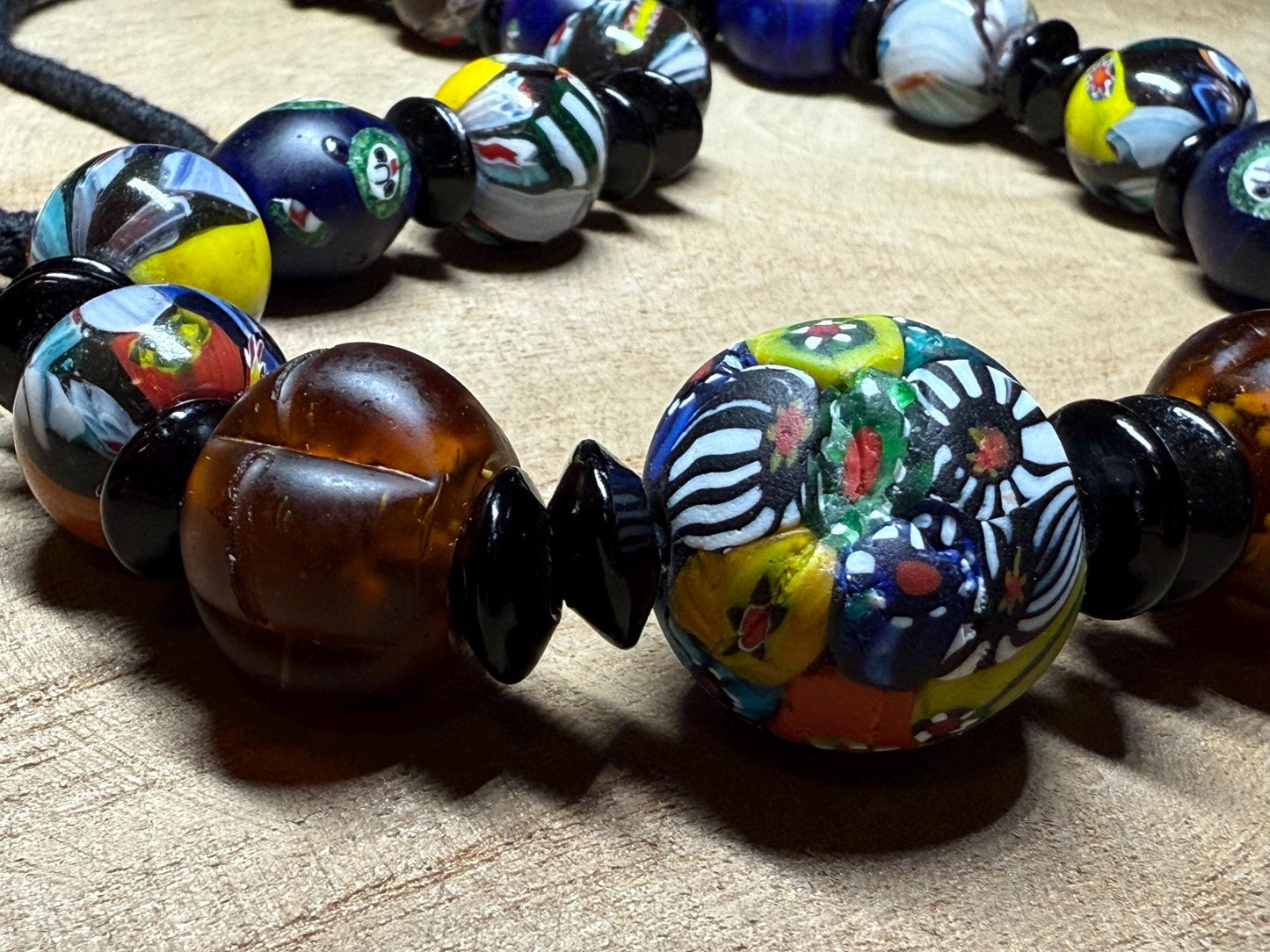 Vintage Mosaic Glass Bead Necklace: Central Asia Jewelry Making