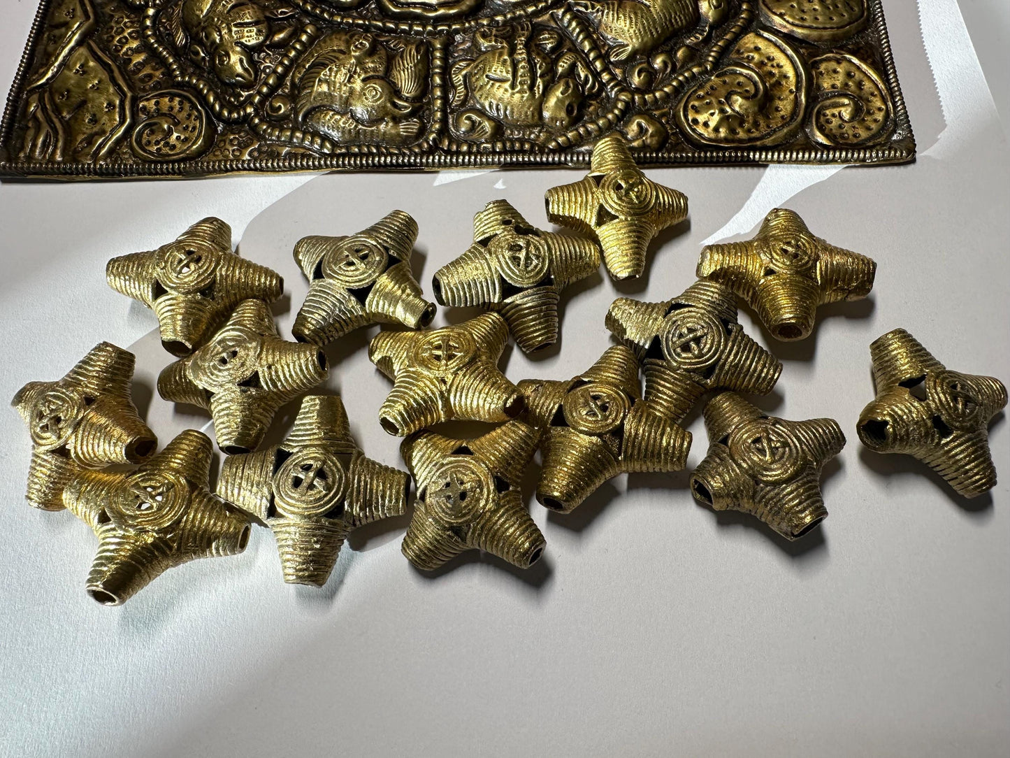 African Brass Bi-cone Metal Beads from Ghana