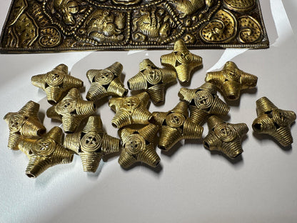 African Brass Bi-cone Metal Beads from Ghana