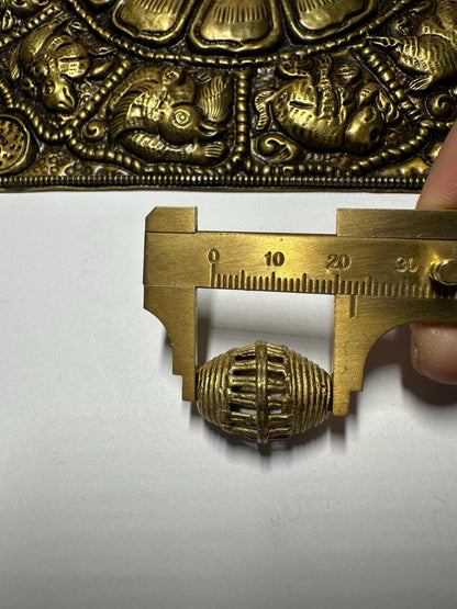 Beads African Brass Large Oval Cage Bead Ashanti lost wax bronze casting Ghana,handcrafted designer