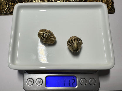 Beads African Brass Large Oval Cage Bead Ashanti lost wax bronze casting Ghana,handcrafted designer