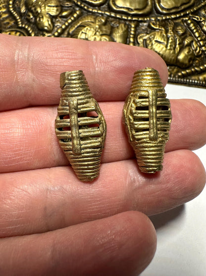African Brass Beads,Ghana Ivory Coast Lost Wax Technique. Spiral Weave,handcrafted designer