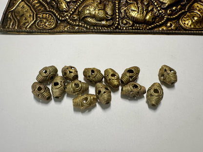 Handmade African Brass Bi-Cone Beads: Vintage Jewelry Design