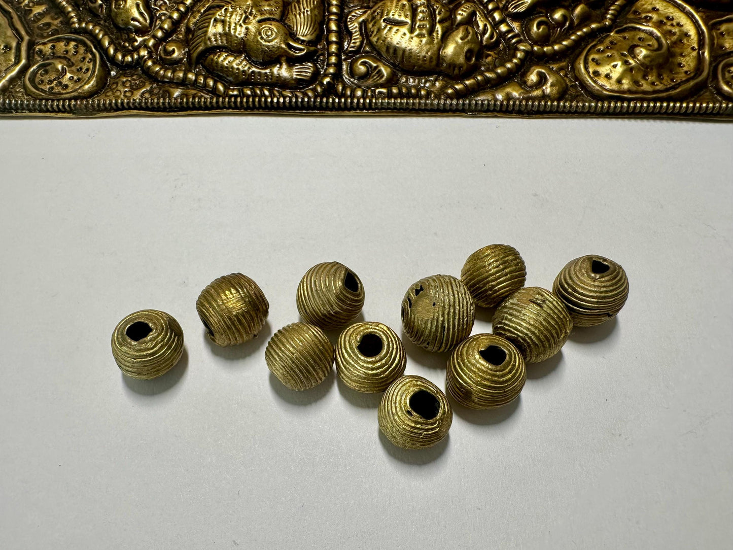 Handmade African Brass Round Beads: Ashanti Tribal Jewelry