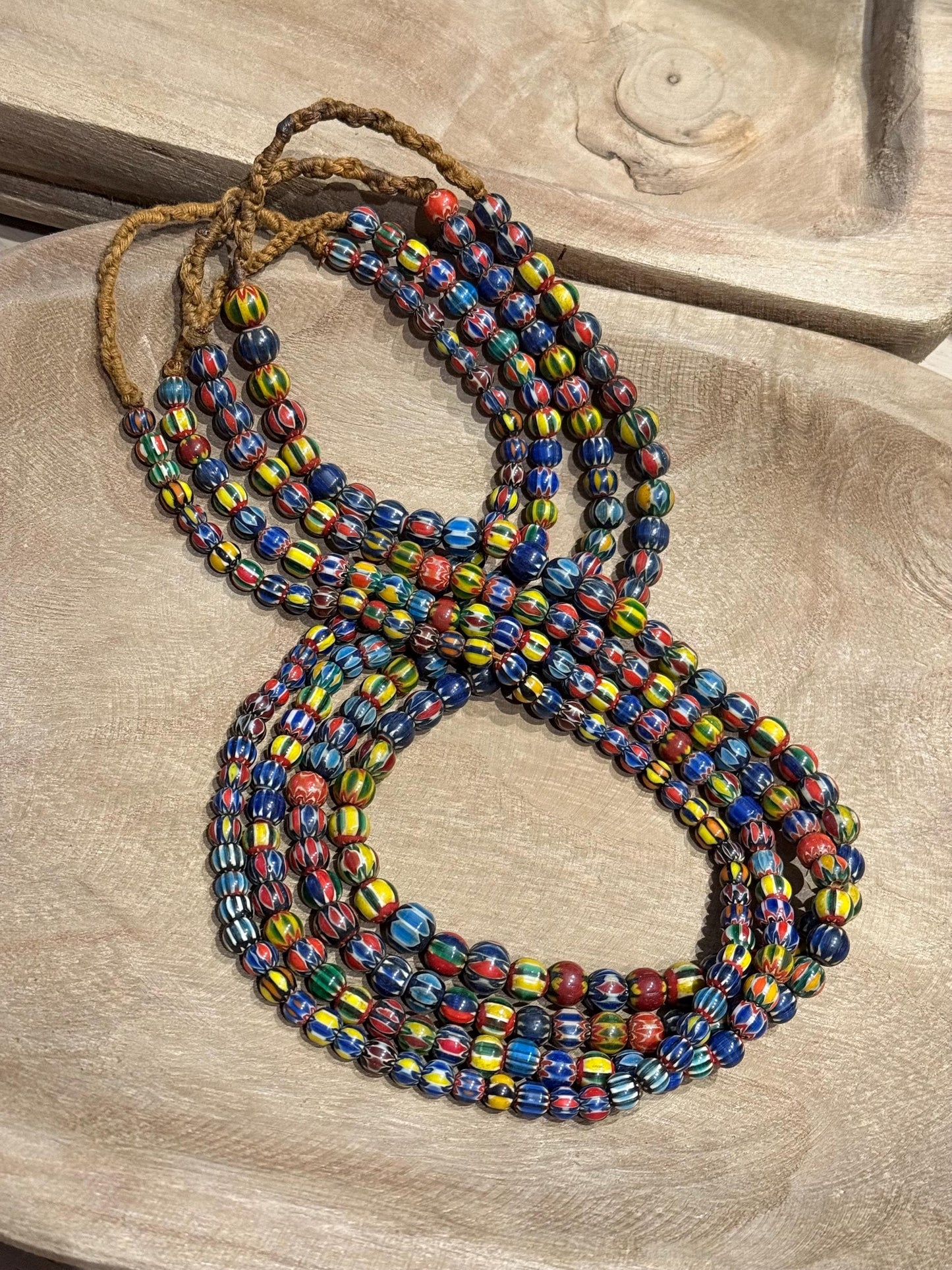 Venetian Inspired Multicolor Chevron Glass Bead Necklace - Nepal Trade Beads