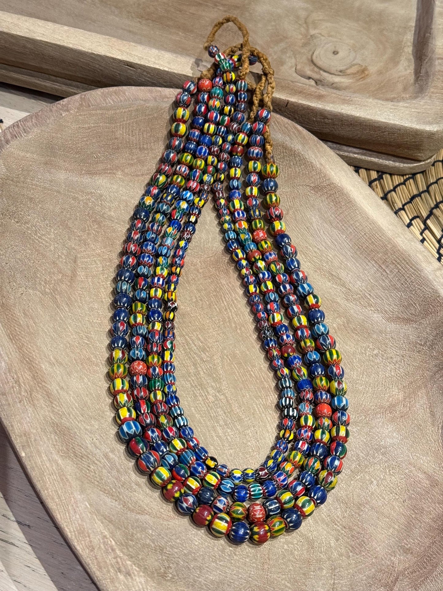 Venetian Inspired Multicolor Chevron Glass Bead Necklace - Nepal Trade Beads