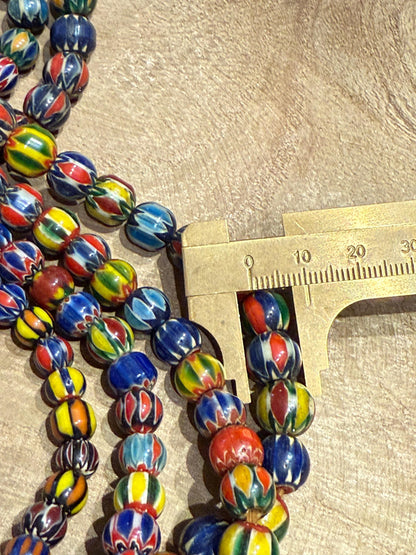 Venetian Inspired Multicolor Chevron Glass Bead Necklace - Nepal Trade Beads