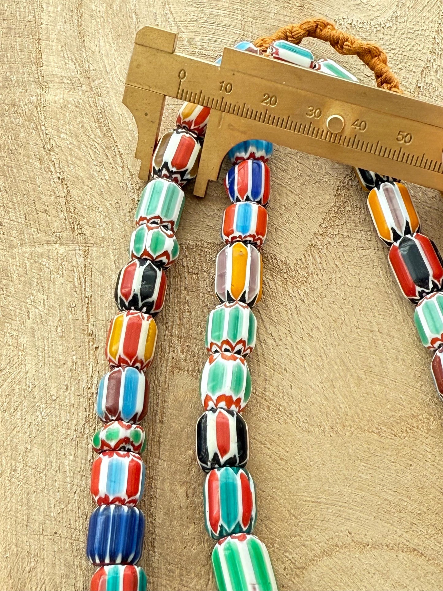 Venetian Glass Chevron Bead Necklace: Multicolor Nepal Trade Beads
