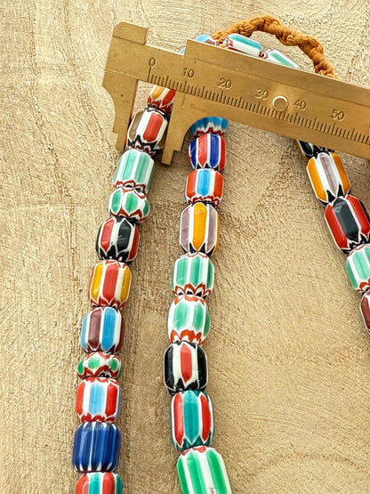Venetian Glass Chevron Bead Necklace: Multicolor Nepal Trade Beads