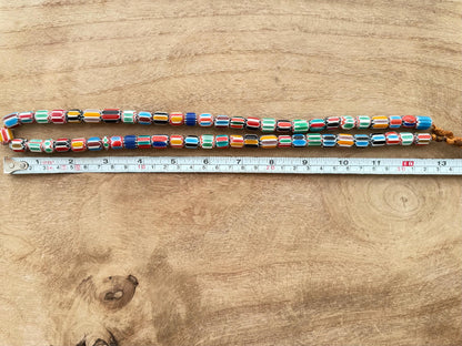 Venetian Glass Chevron Bead Necklace: Multicolor Nepal Trade Beads