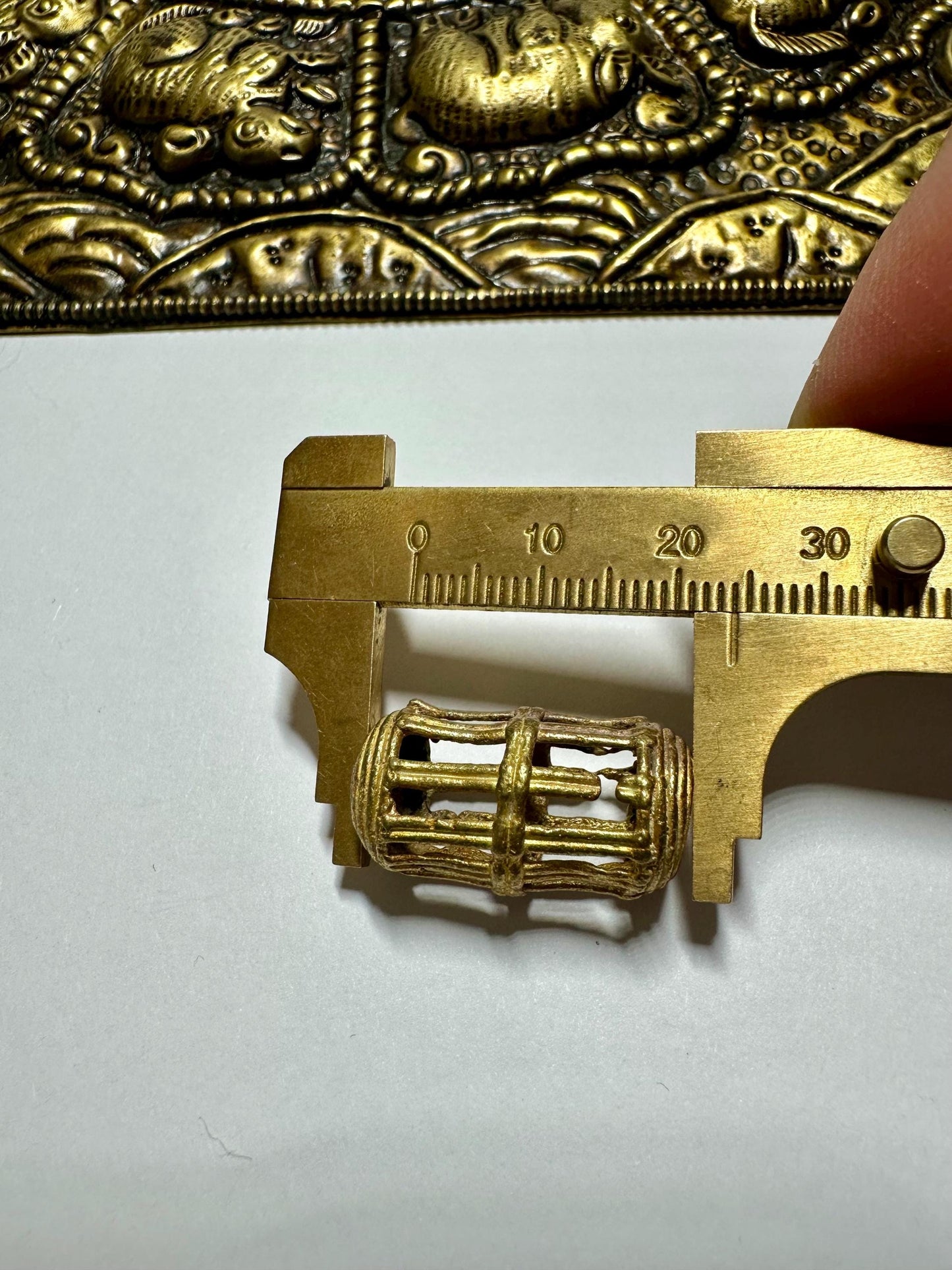 Beads African Brass Lattice Tube Bead