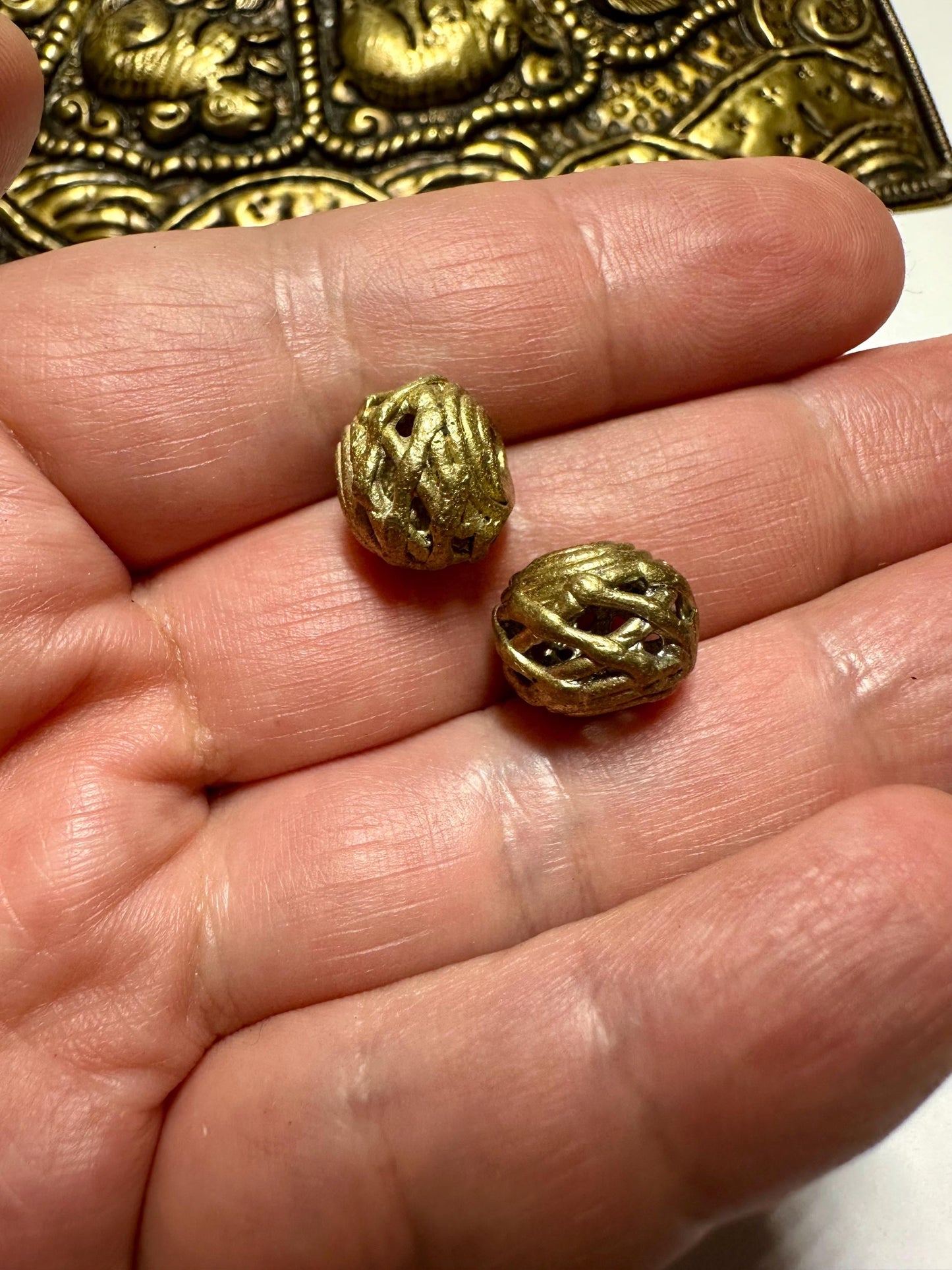Ghana cage beads, African Beads Ashanti lost wax bronze casting Ghana,handcrafted designer