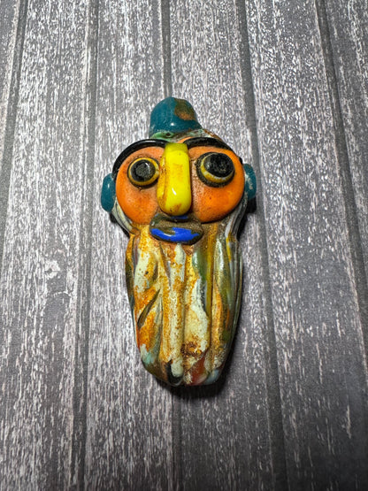 Antique Phoenician Mosaic Glass Face Pendant: Ancient Amulet (38mmx70mm)