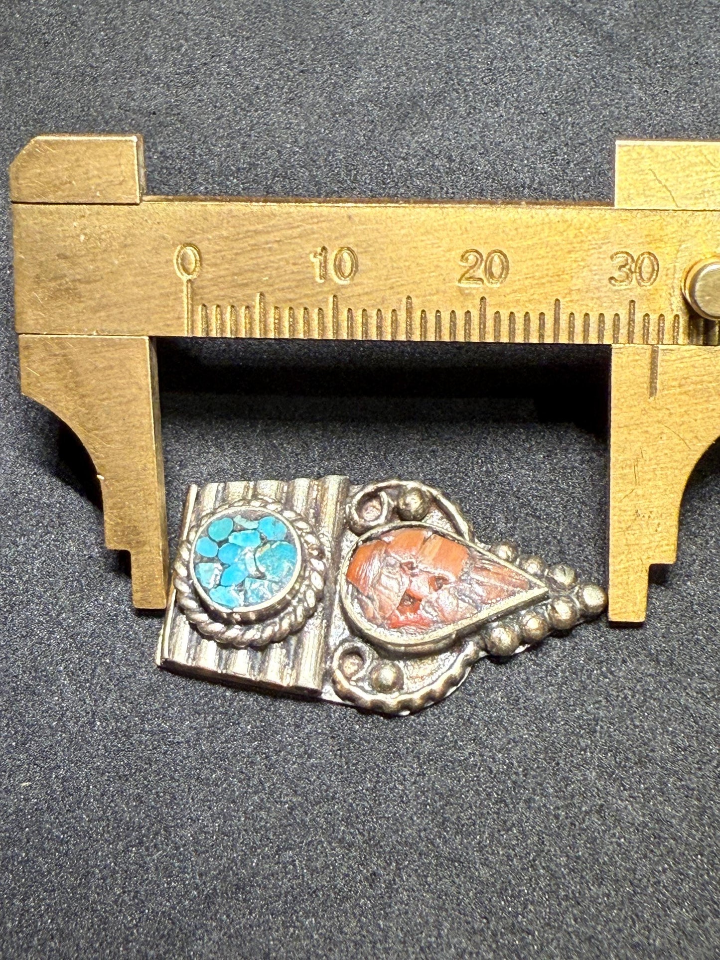 Handcrafted Turquoise and Coral Pendant | Tribal Bohemian Jewelry Component