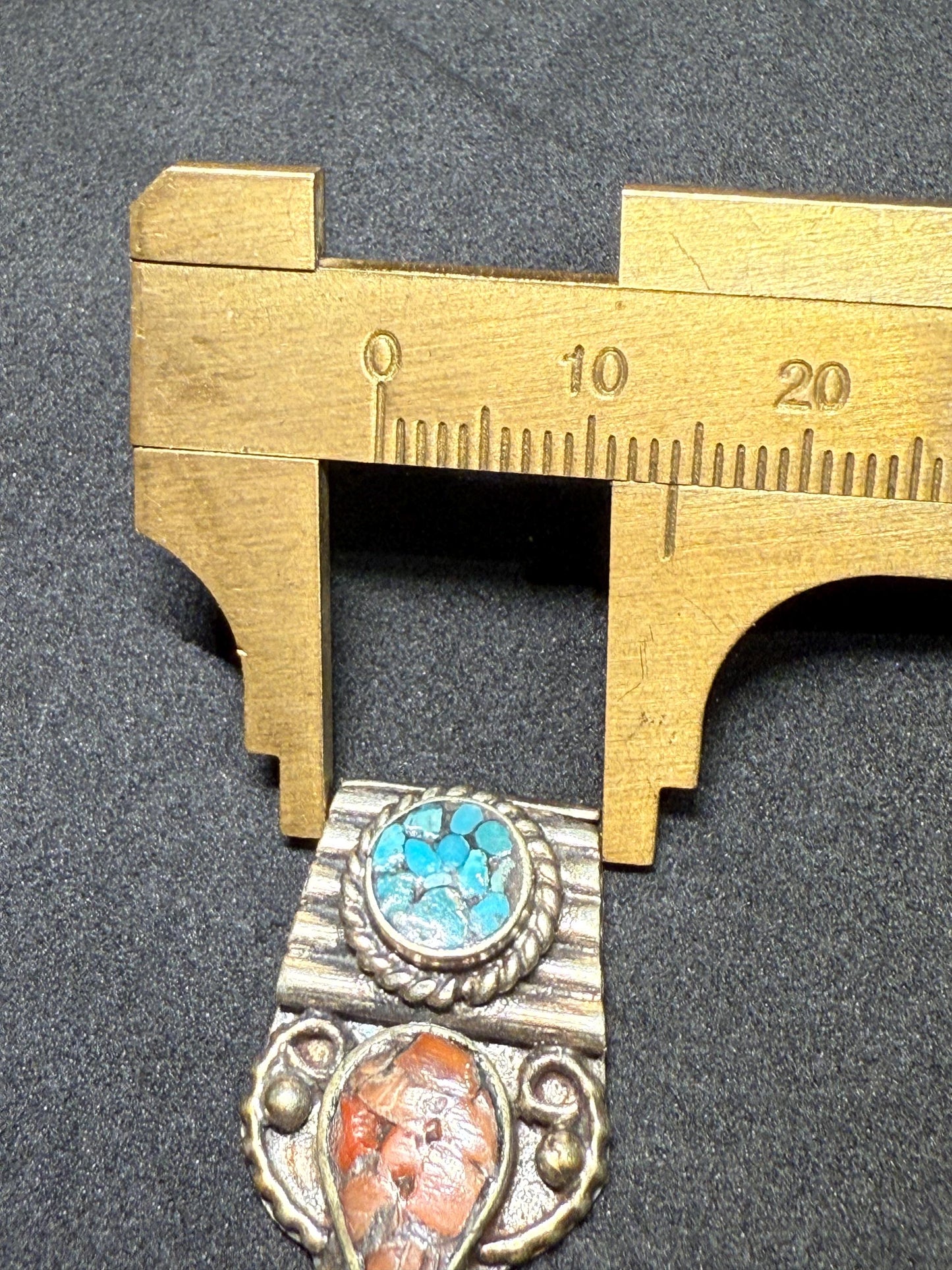 Handcrafted Turquoise and Coral Pendant | Tribal Bohemian Jewelry Component