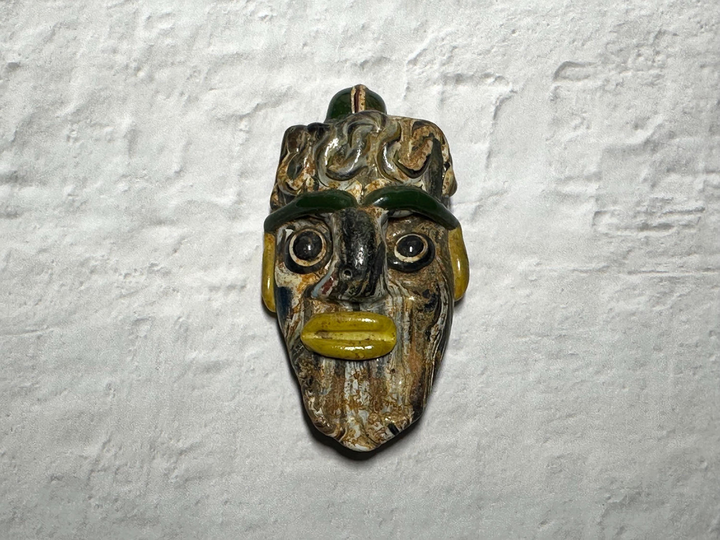 Handcrafted Antique Phoenician Face Pendant - Mosaic Glass Design(P1043)