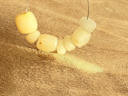 Nepal Tibetan Style Antique White Glass Beads, Vintage DIY Jewelry Supplies