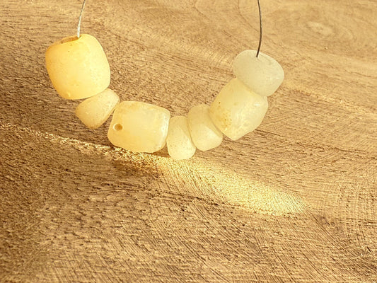 Nepal Tibetan Style Antique White Glass Beads, Vintage DIY Jewelry Supplies