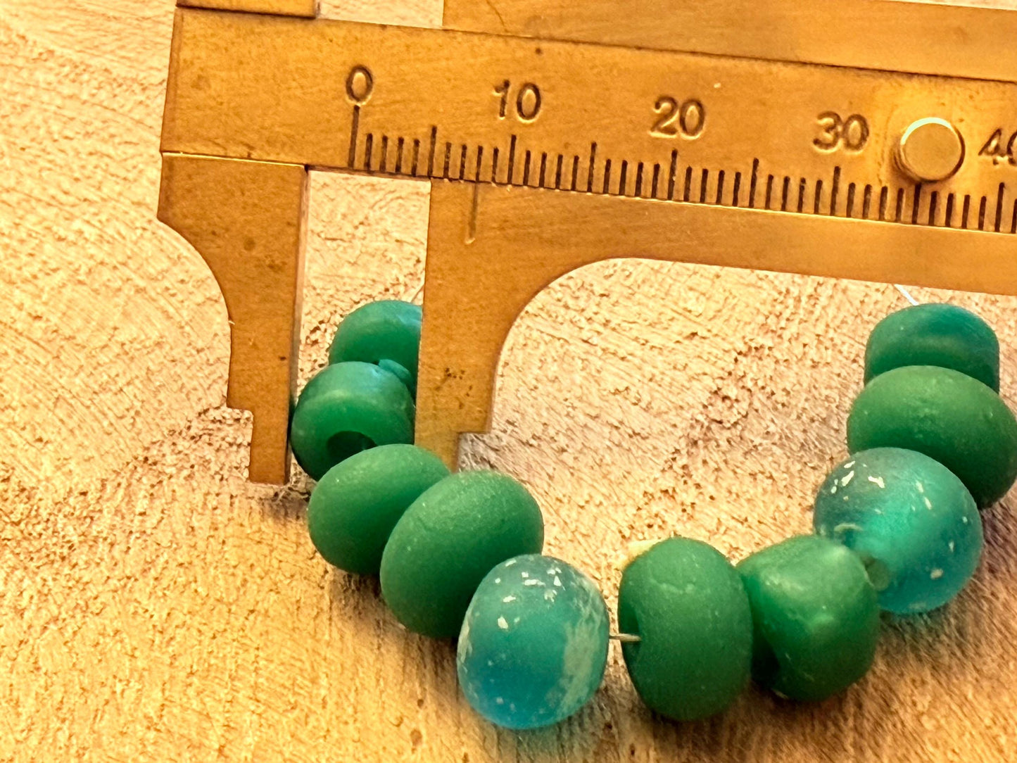 Vintage Nepal Glass Beads: Blue & Green Tibetan Style, Handmade (10 Beads)