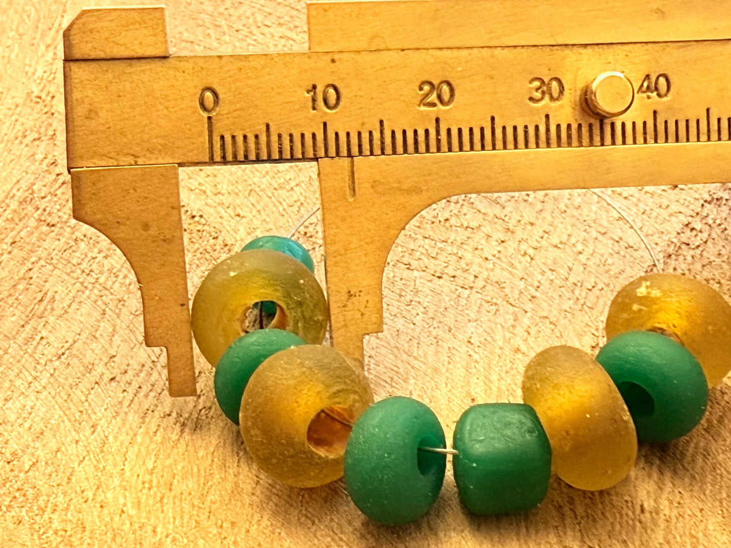 Vintage Nepal Glass Beads: Yellow & Green Rustic Jewelry Supplies