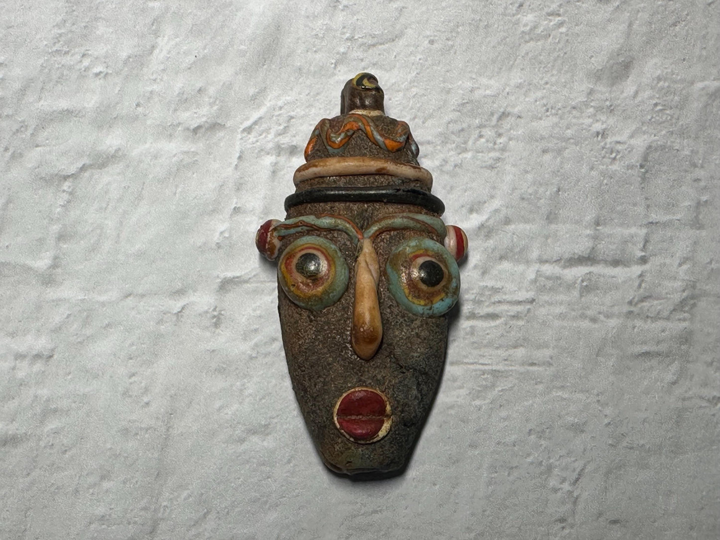 Unique Antique Mosaic Glass Face Pendant  Historical Phoenician Piece(P1067)