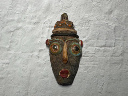 Unique Antique Mosaic Glass Face Pendant  Historical Phoenician Piece(P1067)