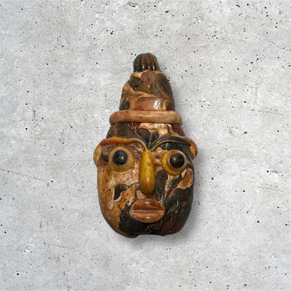 Collectible Antique Glass Face Amulet  Mosaic Design(P1039)