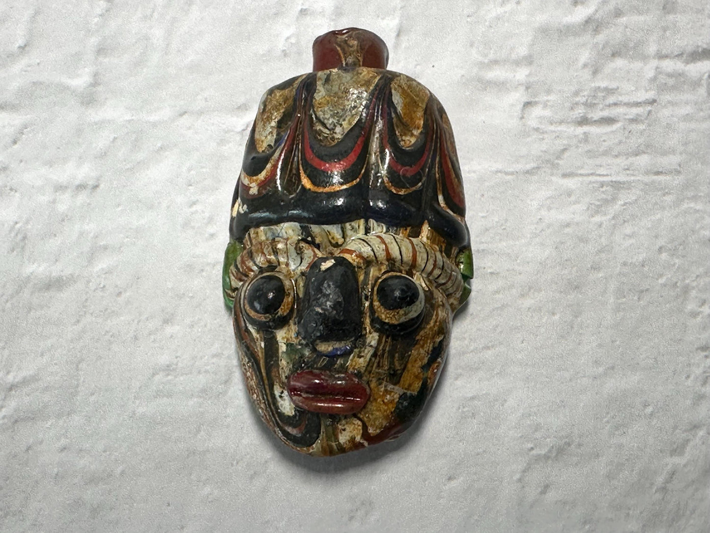 Antique Handcrafted Glass Face Pendant  Phoenician Design(P1018)