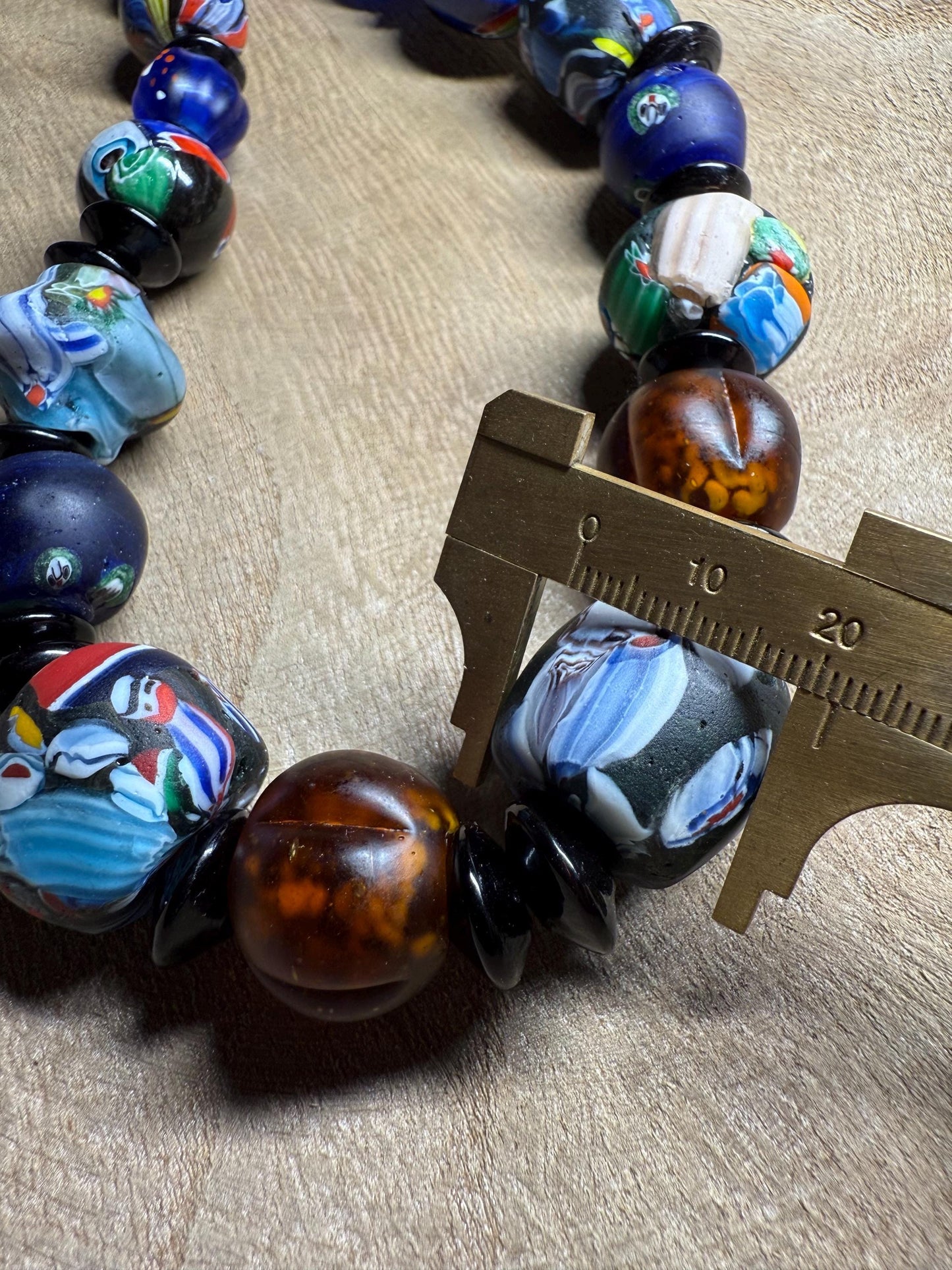 Vintage Mosaic Glass Bead Necklace: Central Asian Jewelry Making