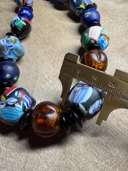 Vintage Mosaic Glass Bead Necklace: Central Asian Jewelry Making
