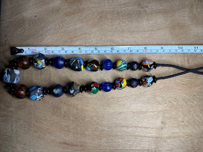 Vintage Mosaic Glass Bead Necklace: Central Asian Jewelry Making