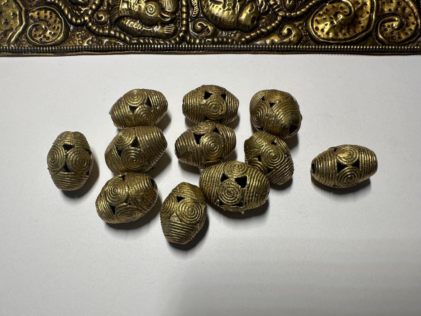 Handmade Ashanti Brass Oval Beads: African Jewelry Design