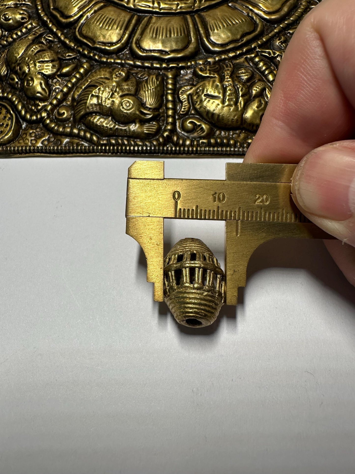 Beads African Brass Large Oval Cage Bead Ashanti lost wax bronze casting Ghana,handcrafted designer