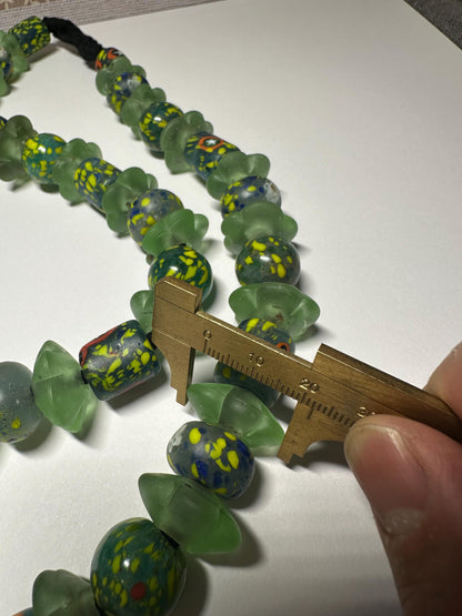 Vintage African Trade Bead Necklace: Handmade Millefiori & Nepalese Glass