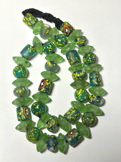Vintage African Trade Bead Necklace: Handmade Millefiori & Nepalese Glass