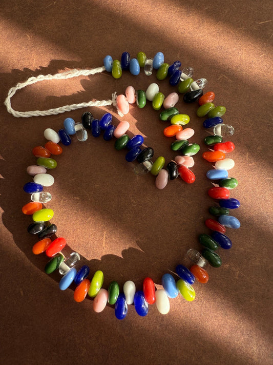 Handcrafted West Asian Tear Drop Glass Bead Necklace