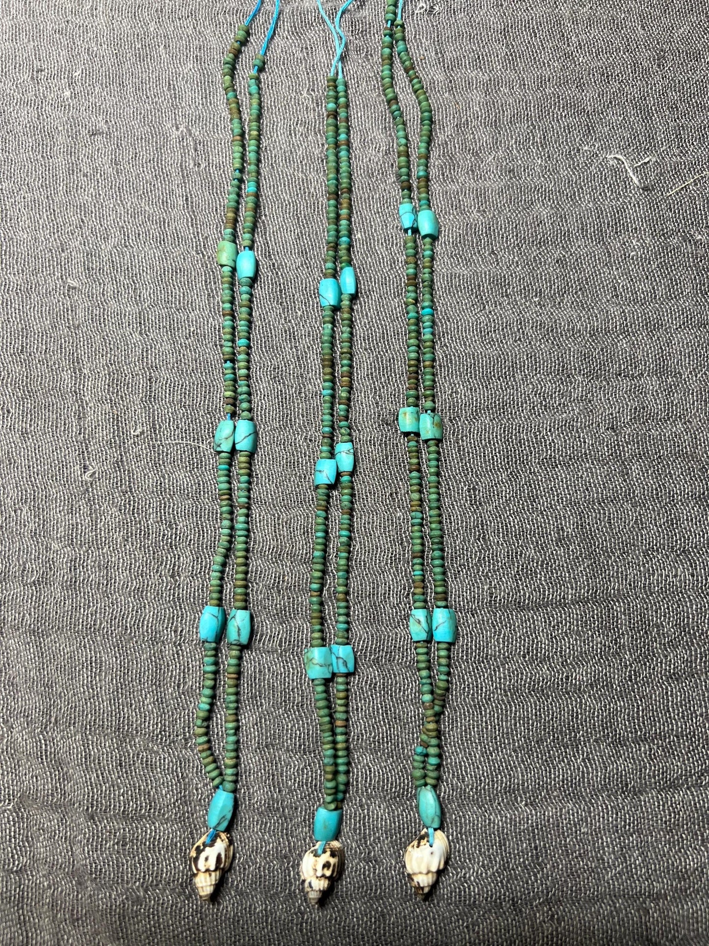 Handmade Afghan Turquoise Glass Bead Necklace: Boho Layering Jewelry