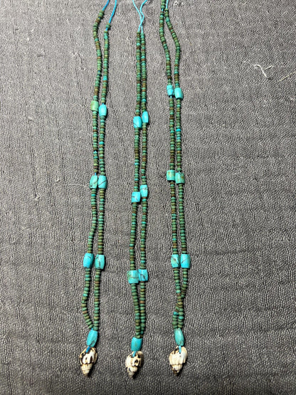 Handmade Afghan Turquoise Glass Bead Necklace: Boho Layering Jewelry