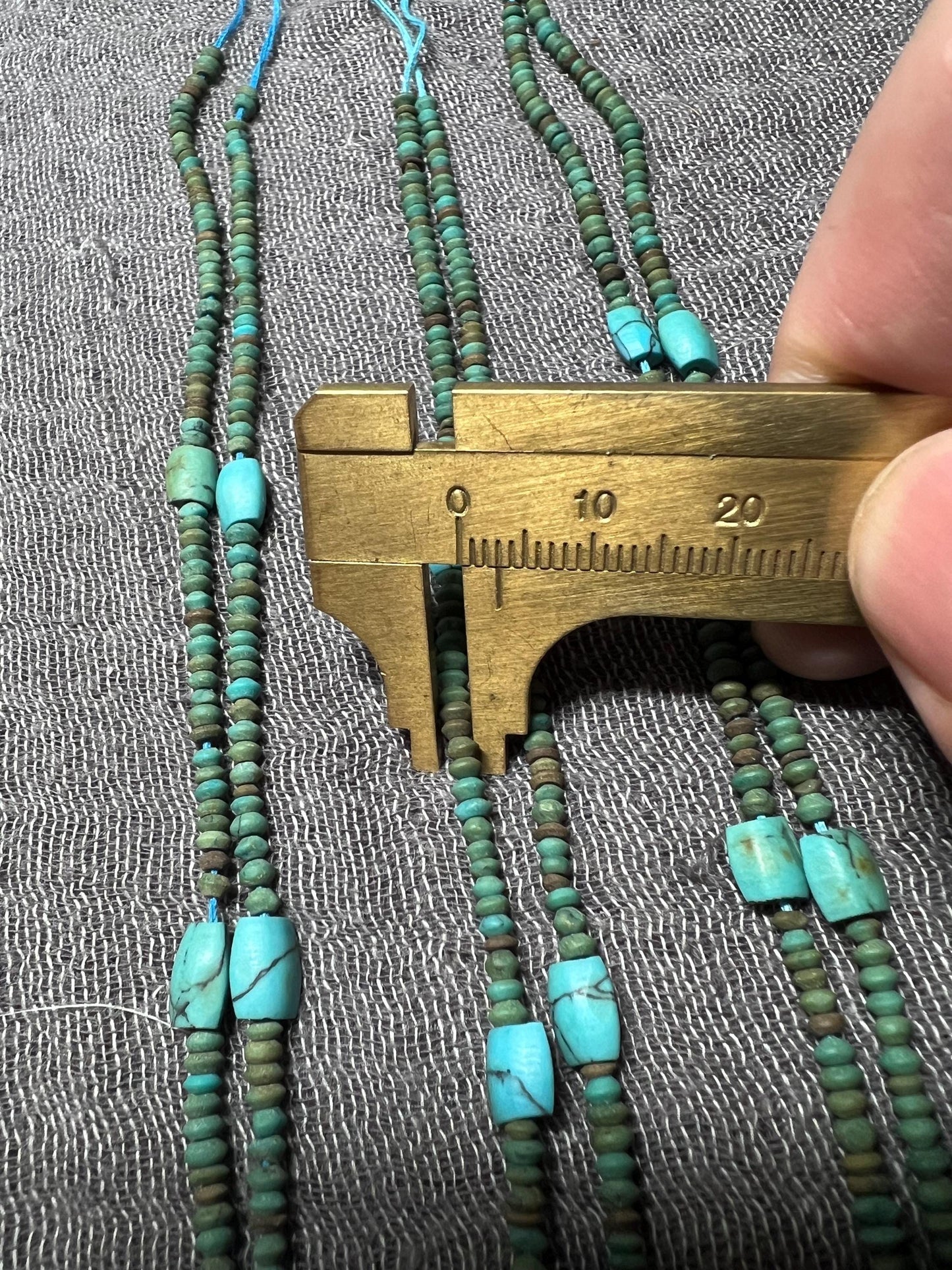 Handmade Afghan Turquoise Glass Bead Necklace: Boho Layering Jewelry