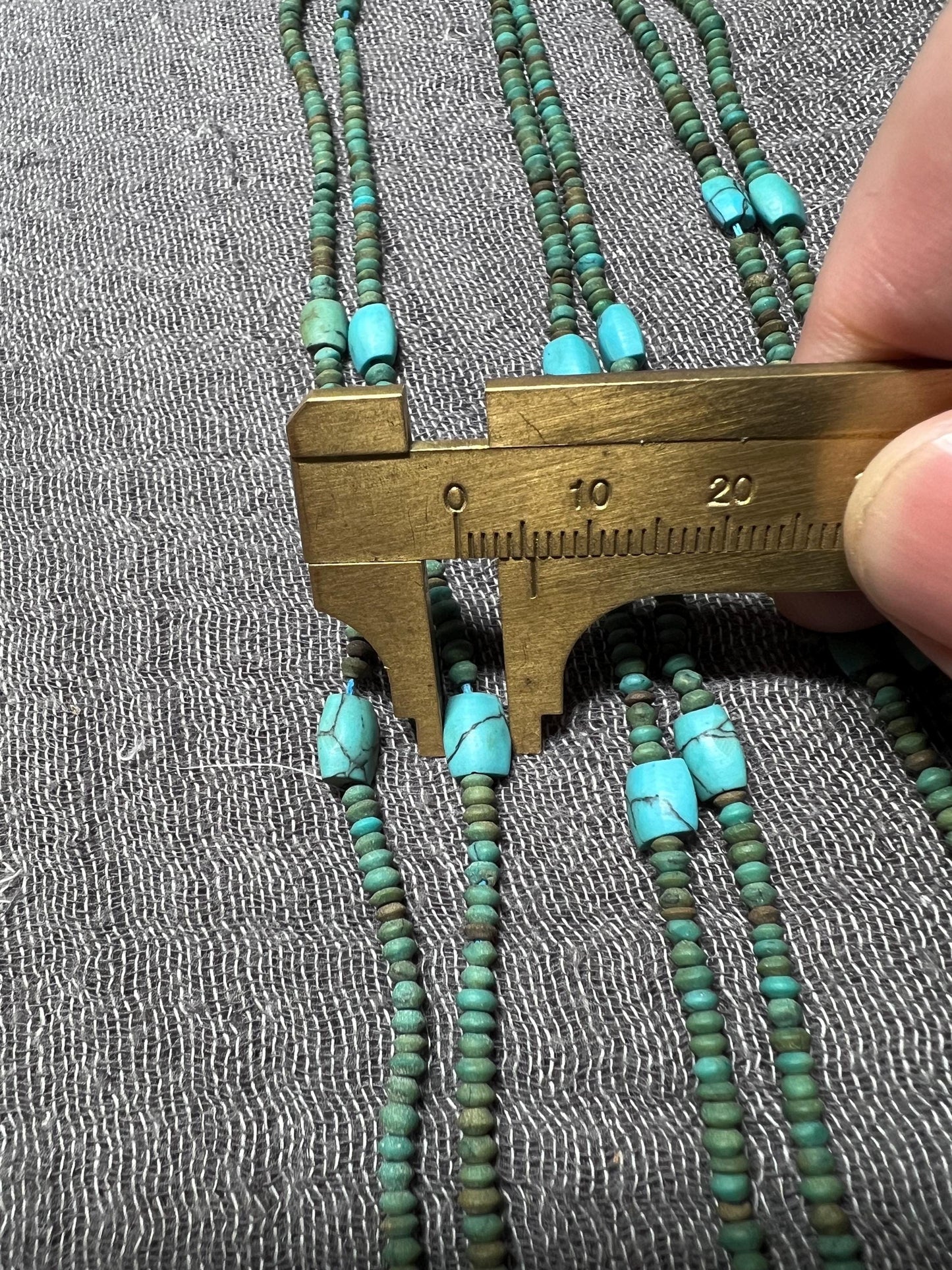 Handmade Afghan Turquoise Glass Bead Necklace: Boho Layering Jewelry