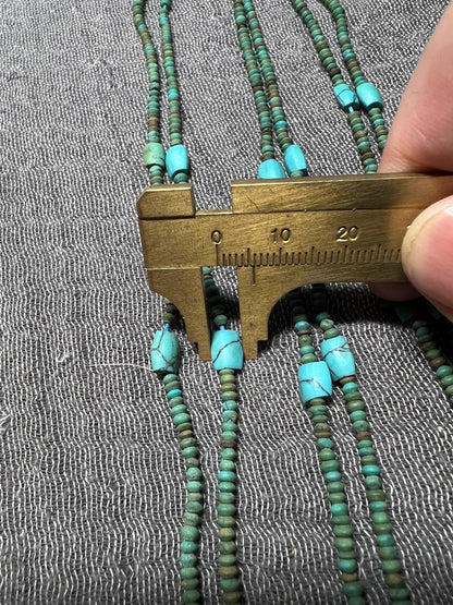 Handmade Afghan Turquoise Glass Bead Necklace: Boho Layering Jewelry