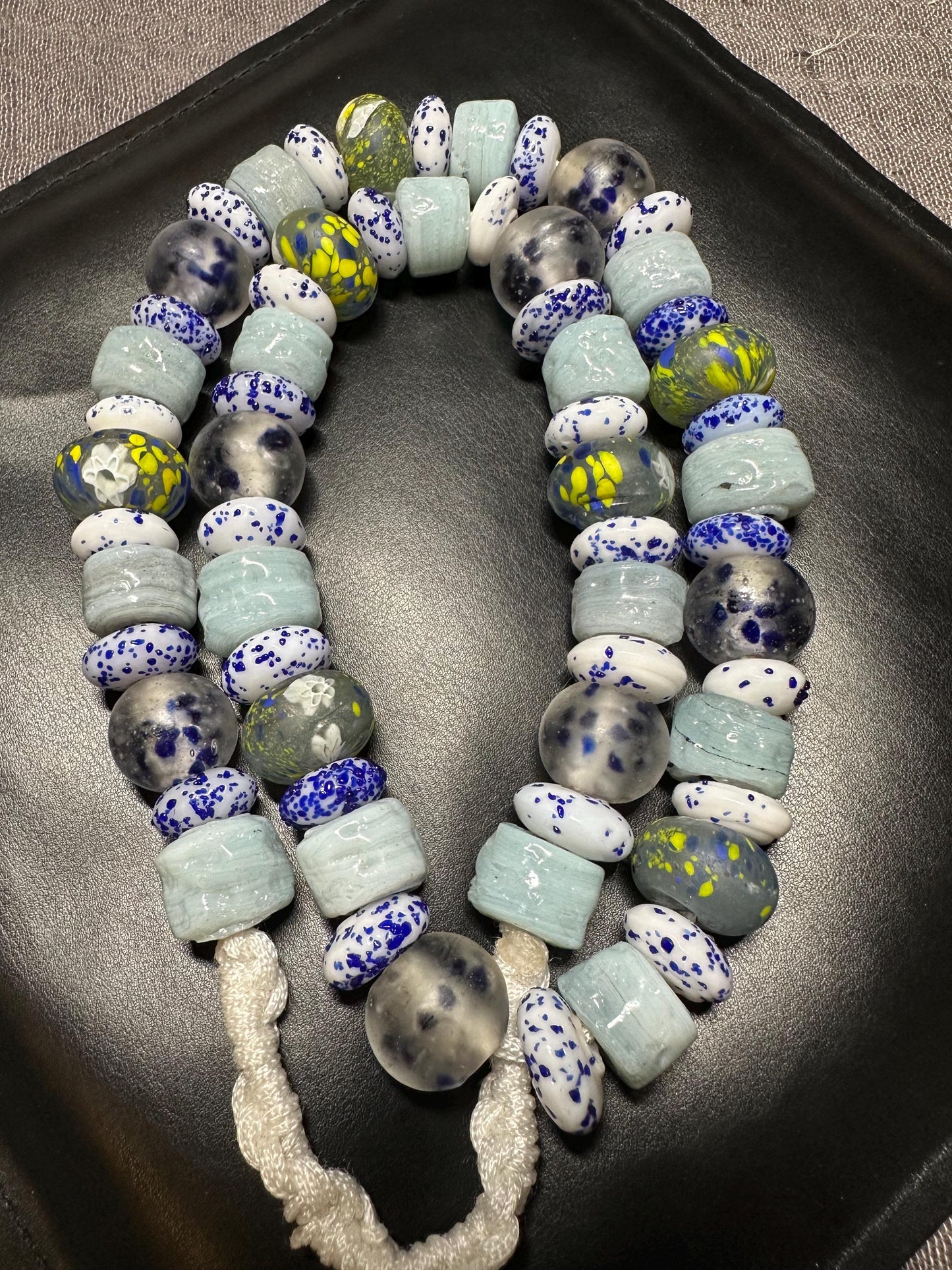 Handmade West Asian Glass Beads Necklace | Traditional Speckled Trade Beads | Bohemian Tribal Jewelry